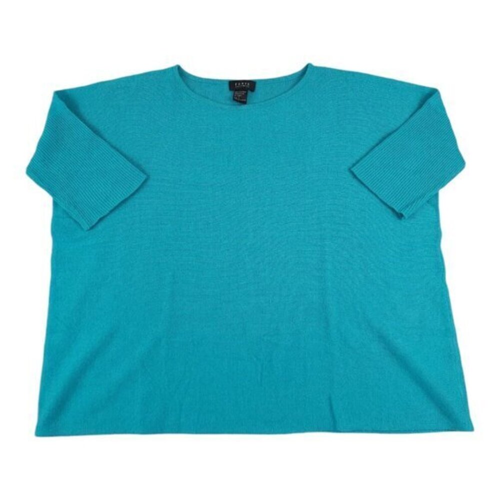 Forte Cashmere Sweater Womens Large Boxy Fit Short‎ Sleeve